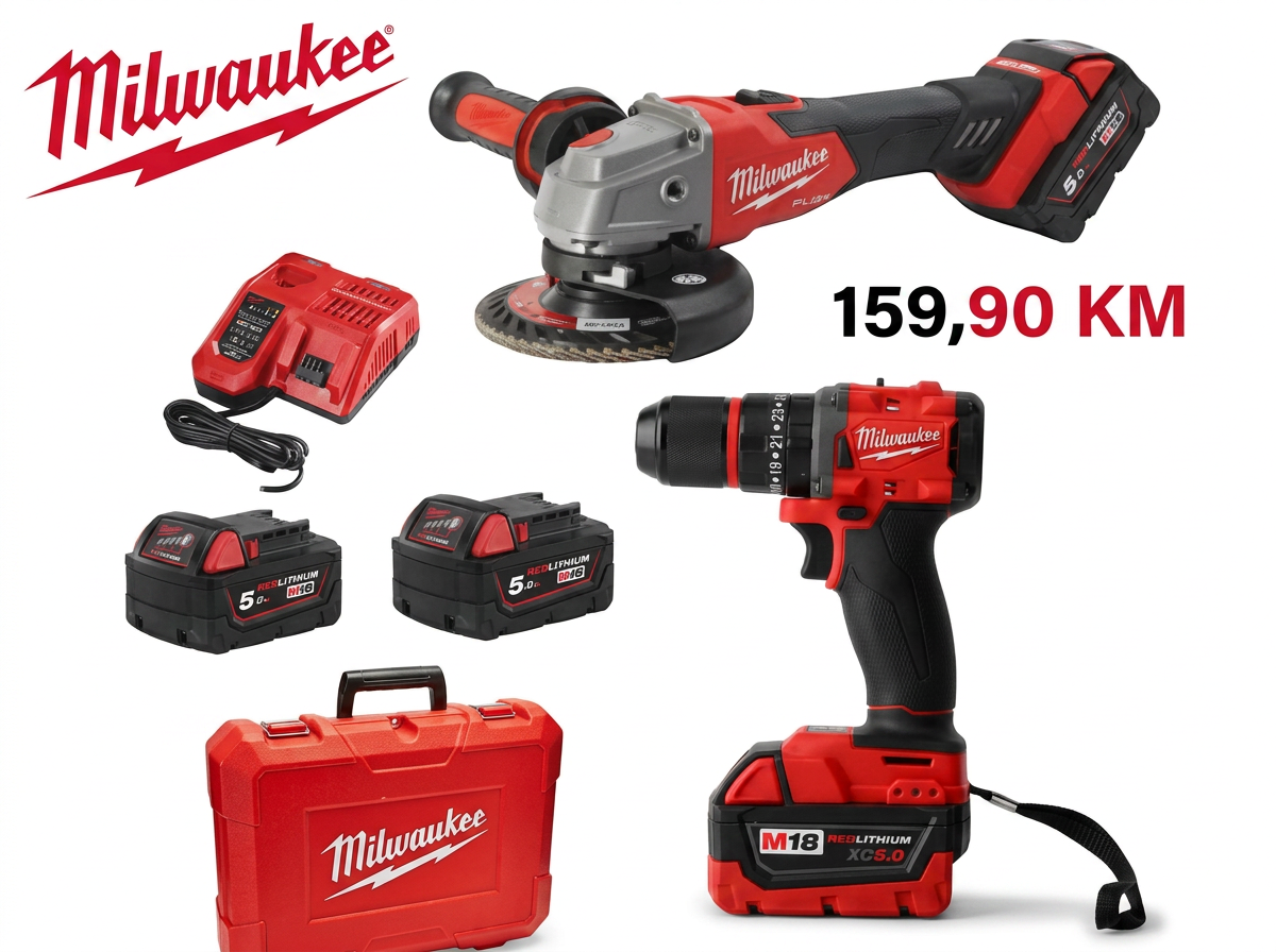 Milwaukee set 2u1 brusilica i bušilica sa 2 baterije